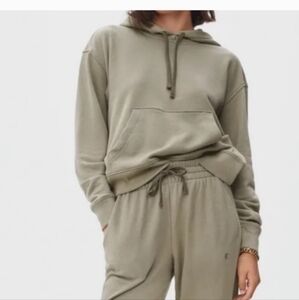 Everlane The Lightweight French Terry Shrunken Hoodie Taupe Small Cotton